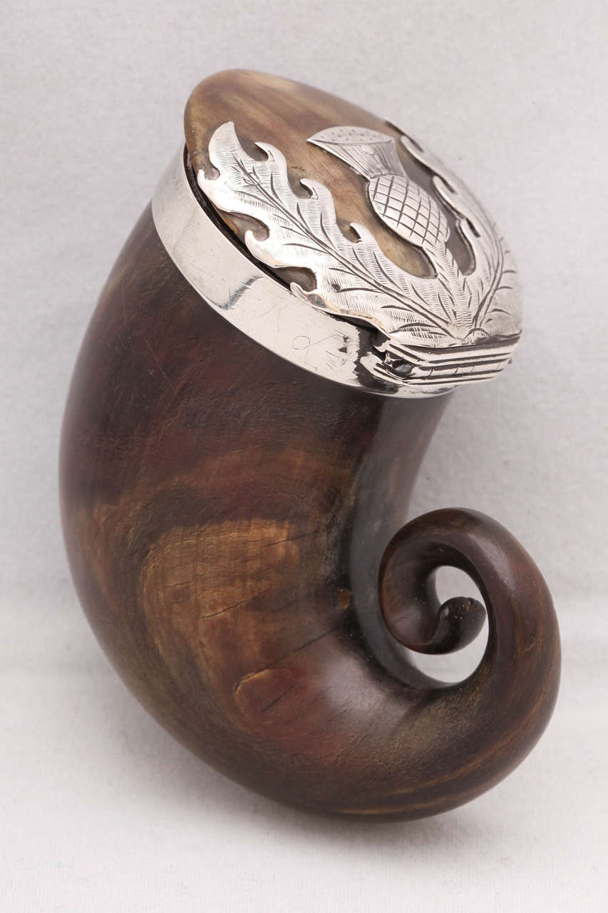 Georgian Sterling Silver-Mounted Scottish Horn Snuff Mull 4