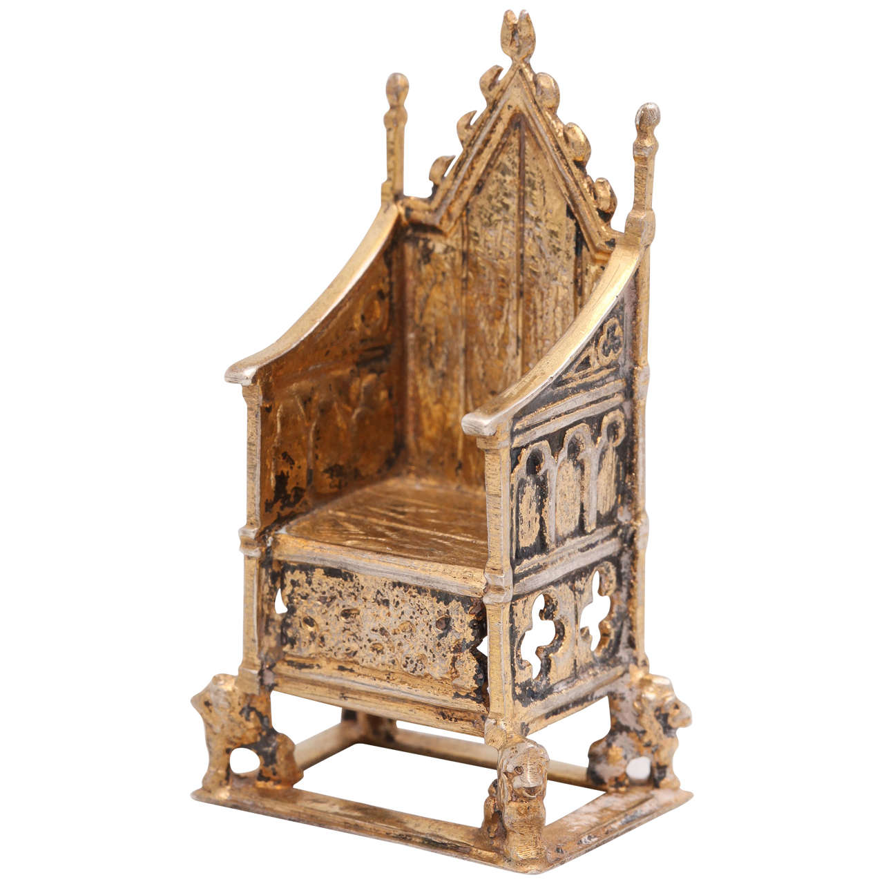 Edwardian Sterling Silver Gilt Coronation Throne