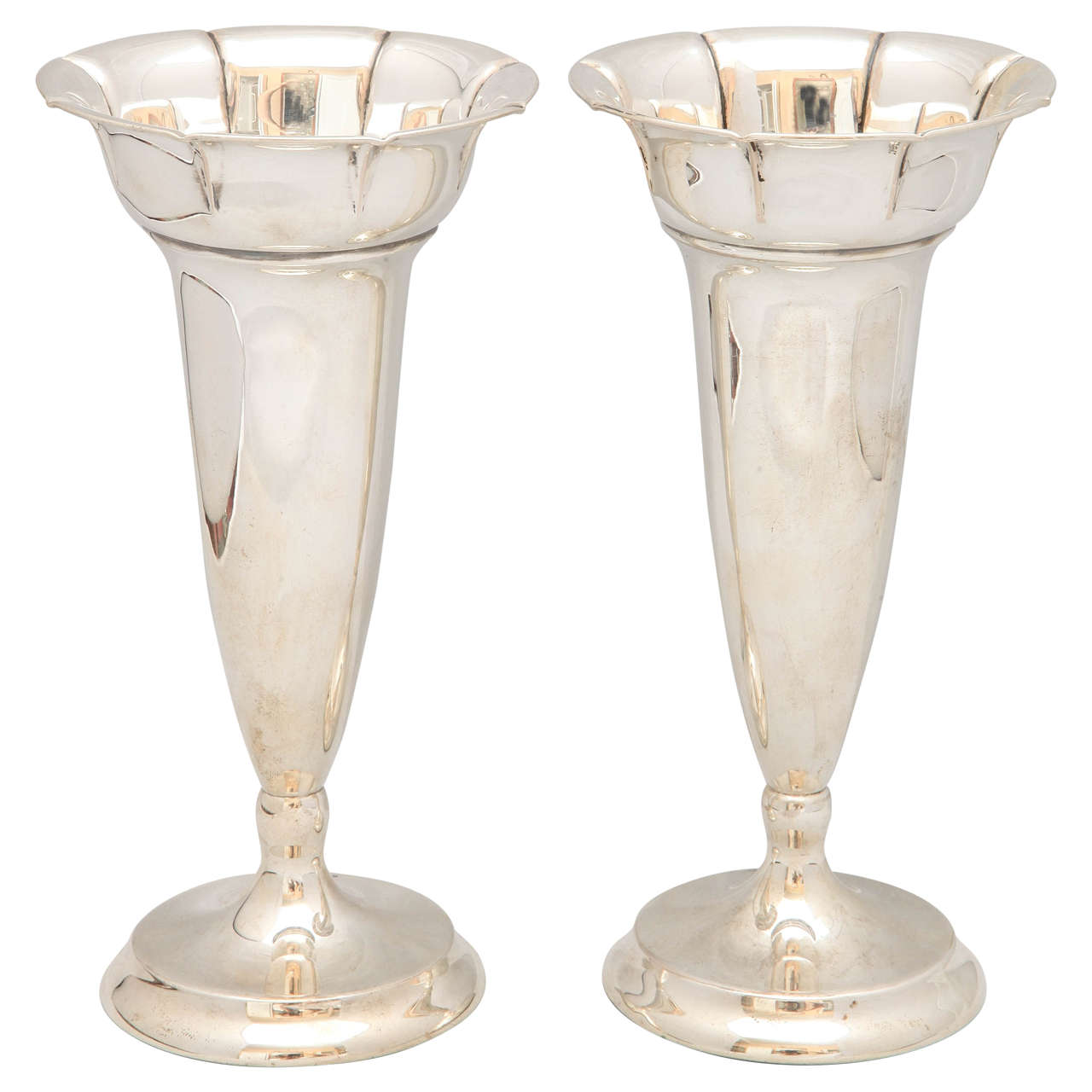 Pair of Continental Silver Norwegian Vases