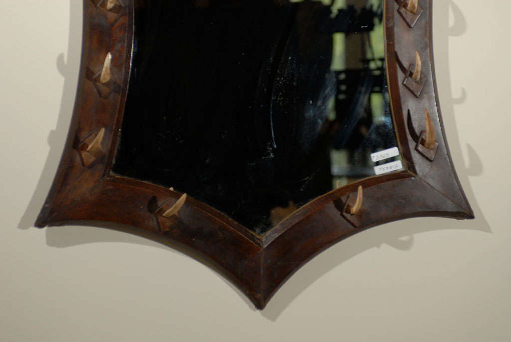 Black Forest Style Belgian Mirror with Carved Boar's Head In Good Condition In Atlanta, GA