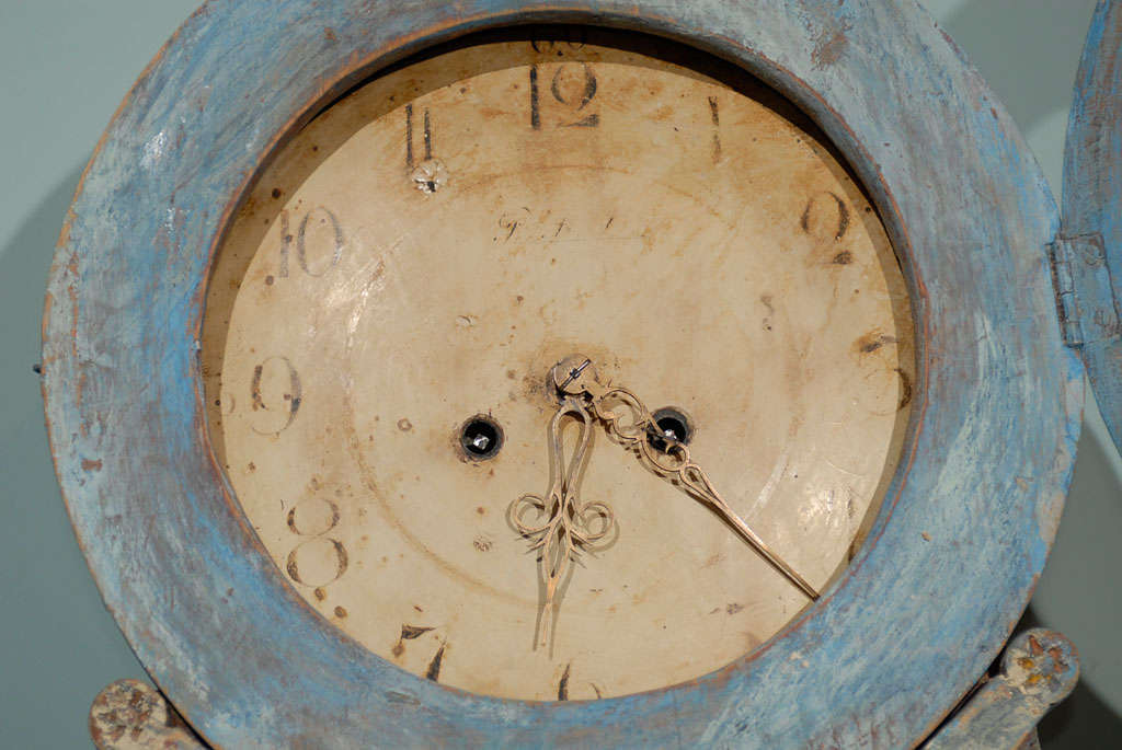 19th Century Painted Wood Swedish Clock 3