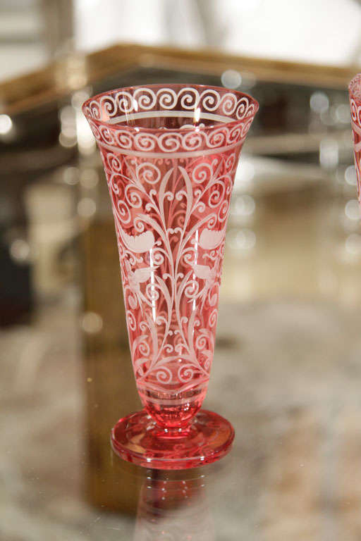 Ice Bucket, Red Crystal, Baroque Style, Czech Republic, Red Contemporary Glass In New Condition For Sale In New York, NY