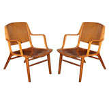 Pair of Teak, Beech, and Mahogany Ax Chairs by Hvidt & Molgaard