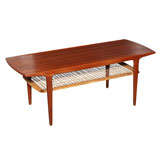 Teak Coffee Table with Cane Shelfte