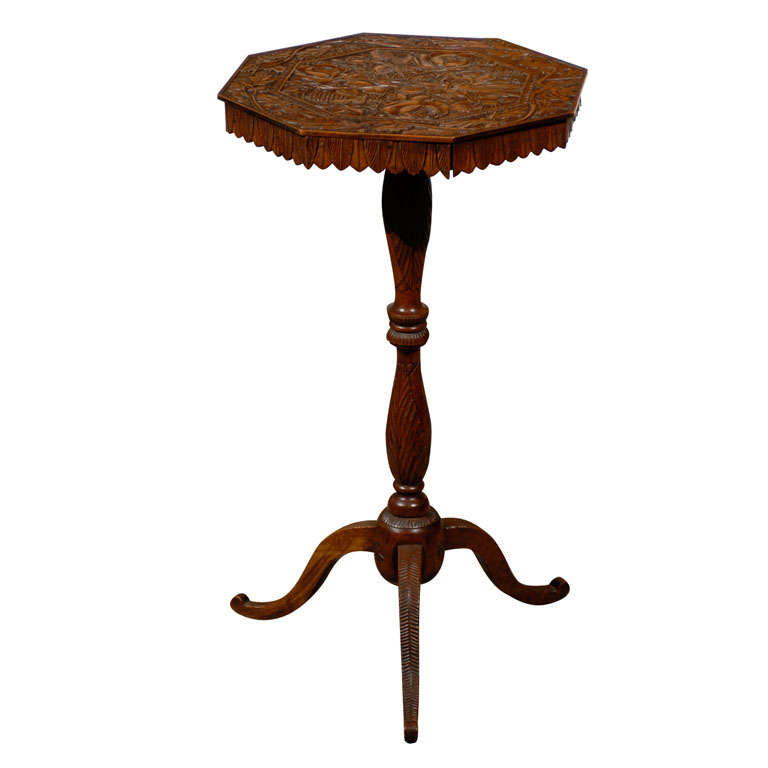 19th Century Carved Walnut Pedestal Table from the Black Forest, circa 1860 For Sale