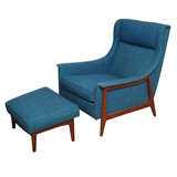 Vintage Danish Lounge Chair with Matching Ottomon