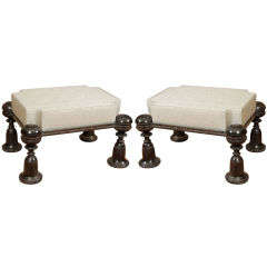 Pair of Stools Comprised 4 19th Century Indian Ebony Charpoys Pair of Stools Comprised 4 19th Century Indian Ebony Charpoys