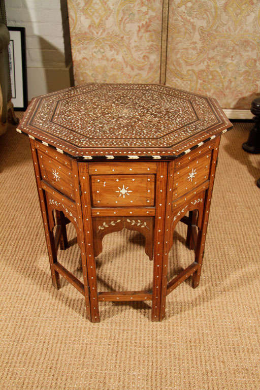 19th Century Indian Inlaid Ivory Rosewood Octagonal Table