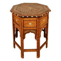 19th Century Indian Inlaid Ivory Rosewood Octagonal Table