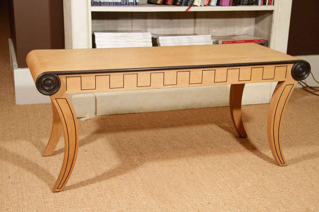 Pair of Oak Neo-Classical Benches with Greek Key Design