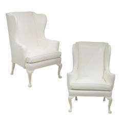 Pair of White Wing Chairs