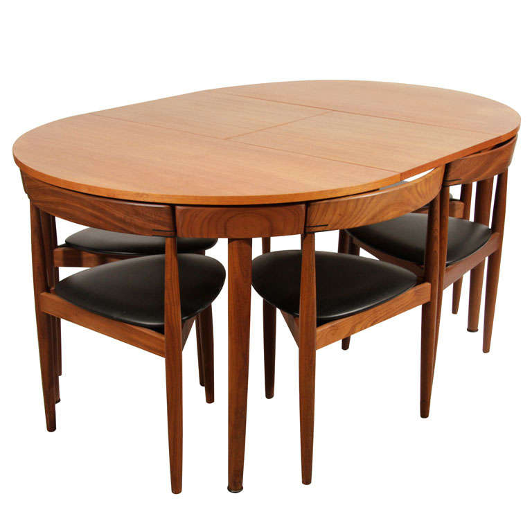 Hans Olsen Teak Dining Table with Extension and Six Chairs