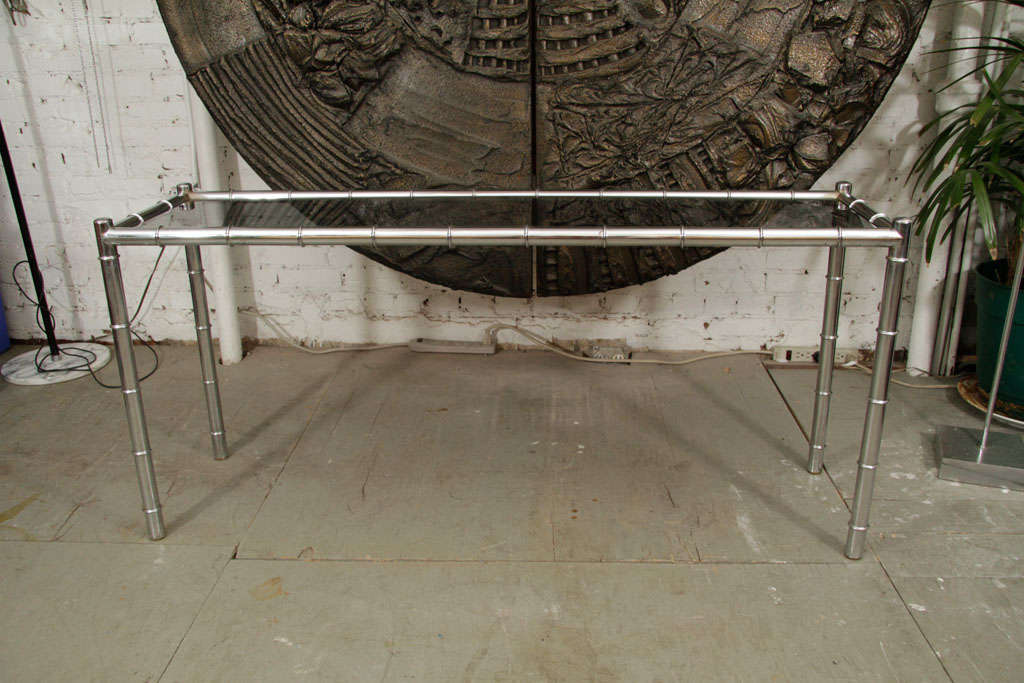 Faux Bamboo Chrome Console Table