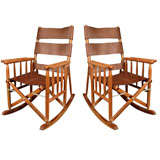 Vintage Pair of Charming Convertible Campaign Rockers