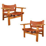Pair of Leather Borge Morgensen Arm Chairs