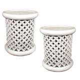 Pair of  White Cameroon Stools