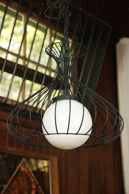 Mid-20th Century 1960s Wire and Glass Ball Chandelier