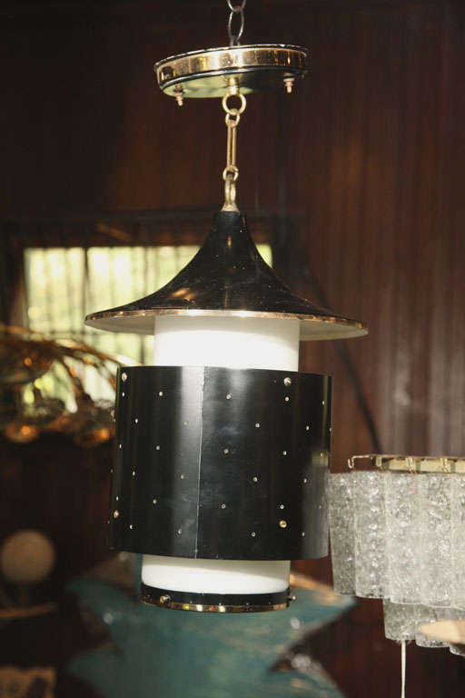 Pagoda Hanging Pendant Light or Chandelier In Excellent Condition For Sale In Stamford, CT