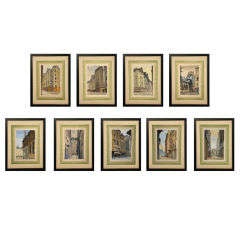 Set of Six French Watercolors