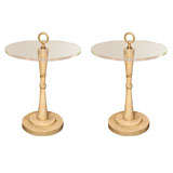 Pair of Grosfeld House Round Lucite Top Side Tables