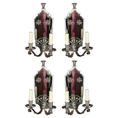Four Nickel and Mirror Sconces