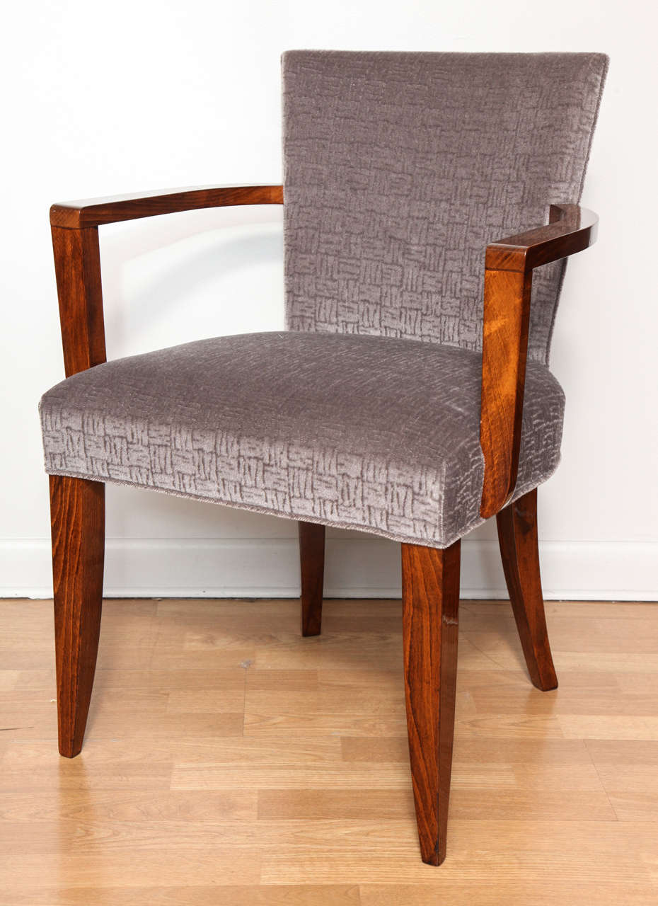 Elegant Art Deco bridge/armchair. Pair available, sold individually.
Jules Leleu design