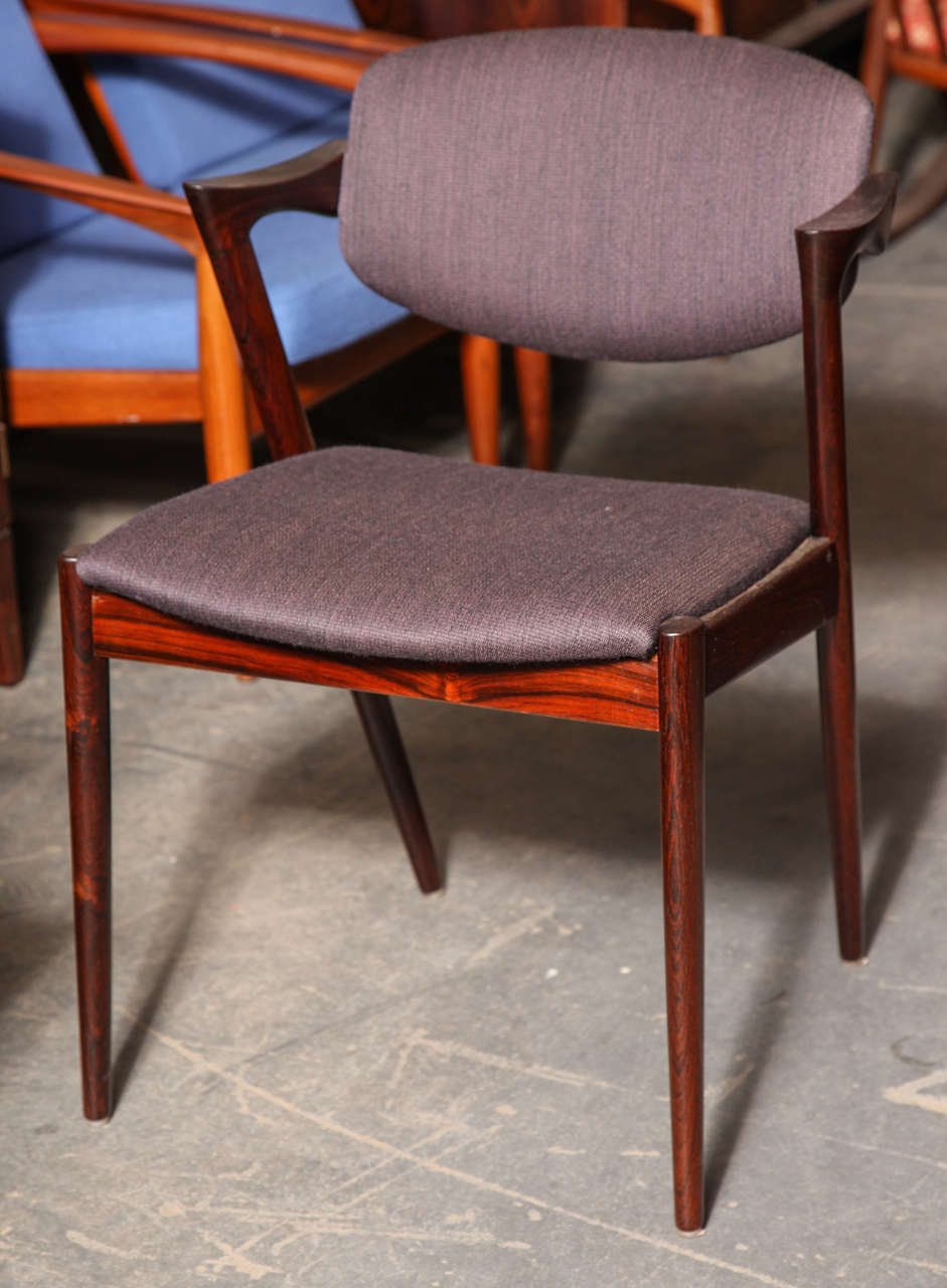 Scandinavian Modern Kai Kristiansen No. 42 Dining Chair, Rosewood, Set of Six