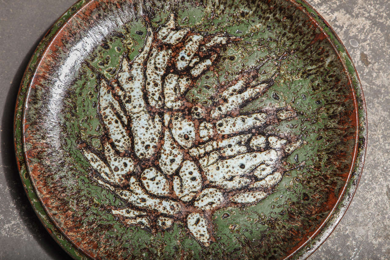 Scandinavian Modern Large Ceramic Plate by Ploen
