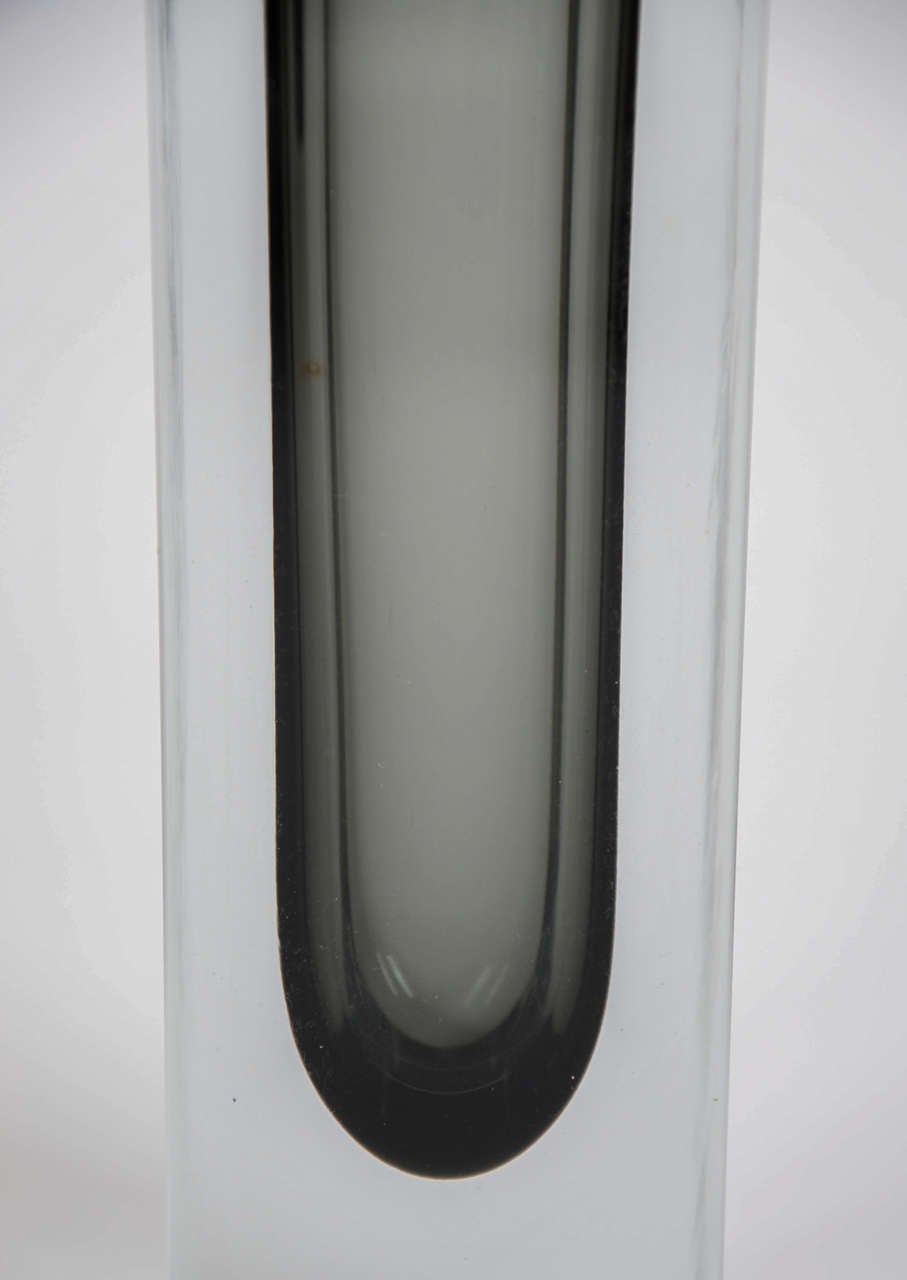 1970s Murano Sommerso Modern Style Black/Gray Glass Vase 2