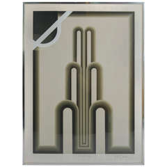 1970s Black & White Abstract Print "Fountain" 11