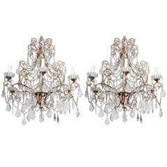 Antique Italian Crystal and Gilt Chandelier