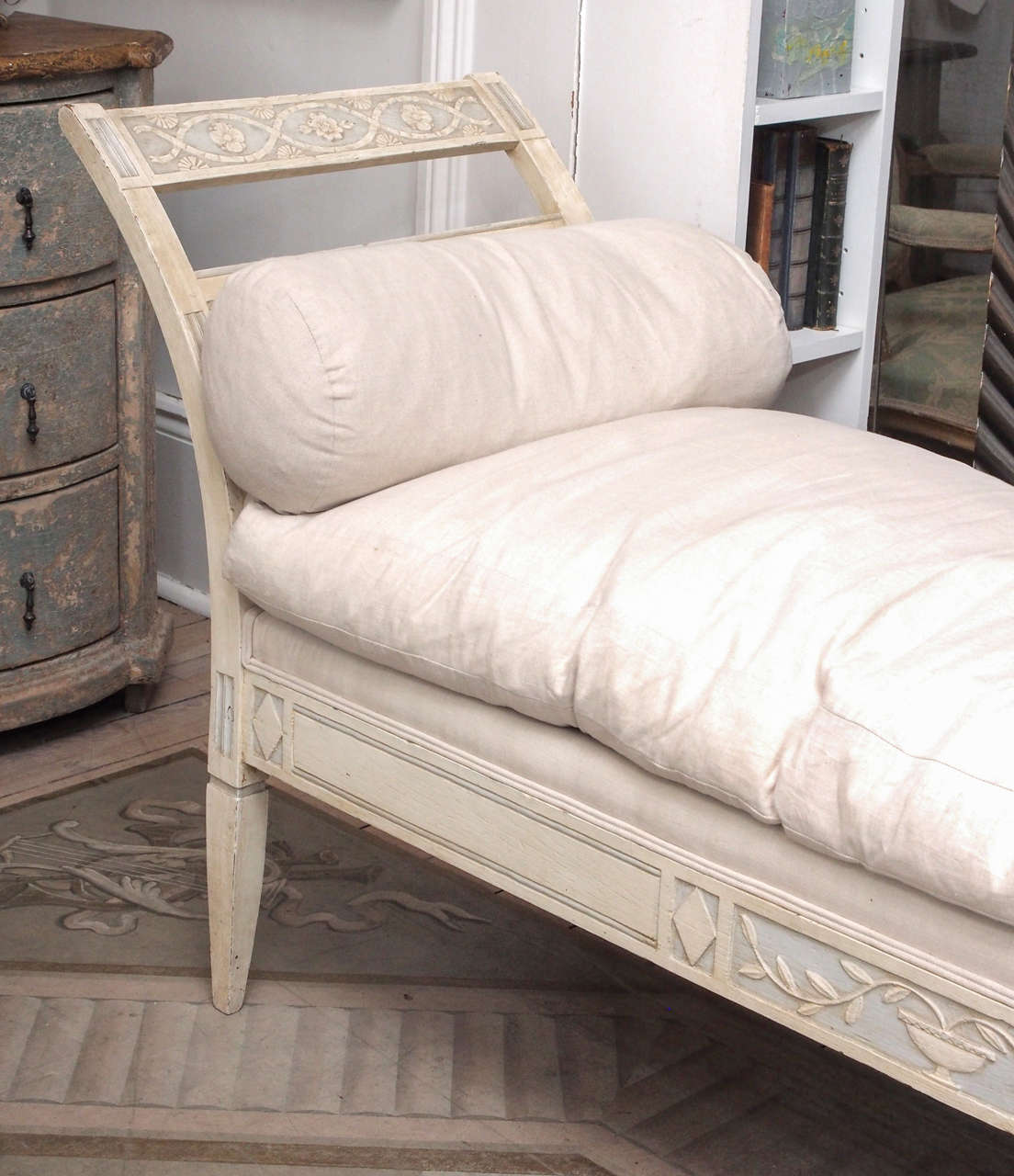 Other French Painted Daybed with Outscroll Arms