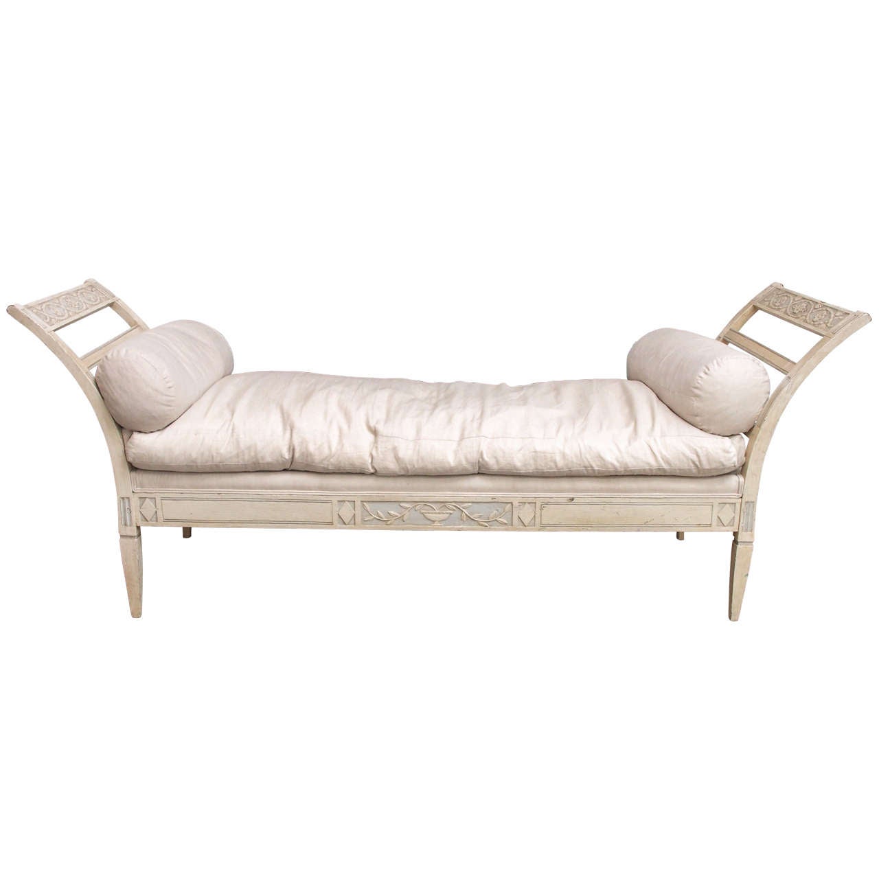 French Painted Daybed with Outscroll Arms