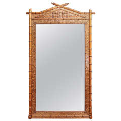 19th Century Bamboo Mirror 6