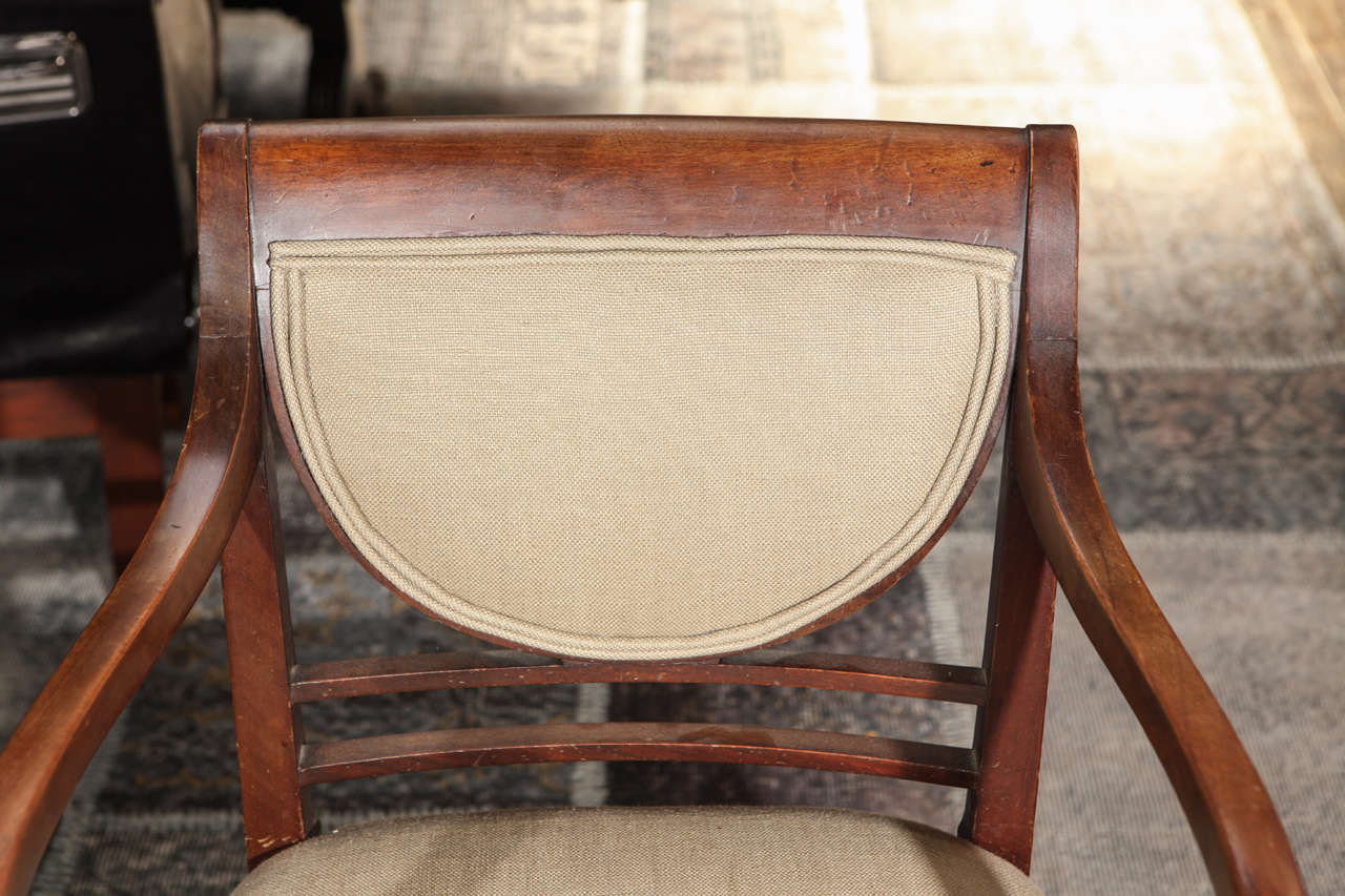 19th Century English Regency Upholstered Mahogany Chair 1