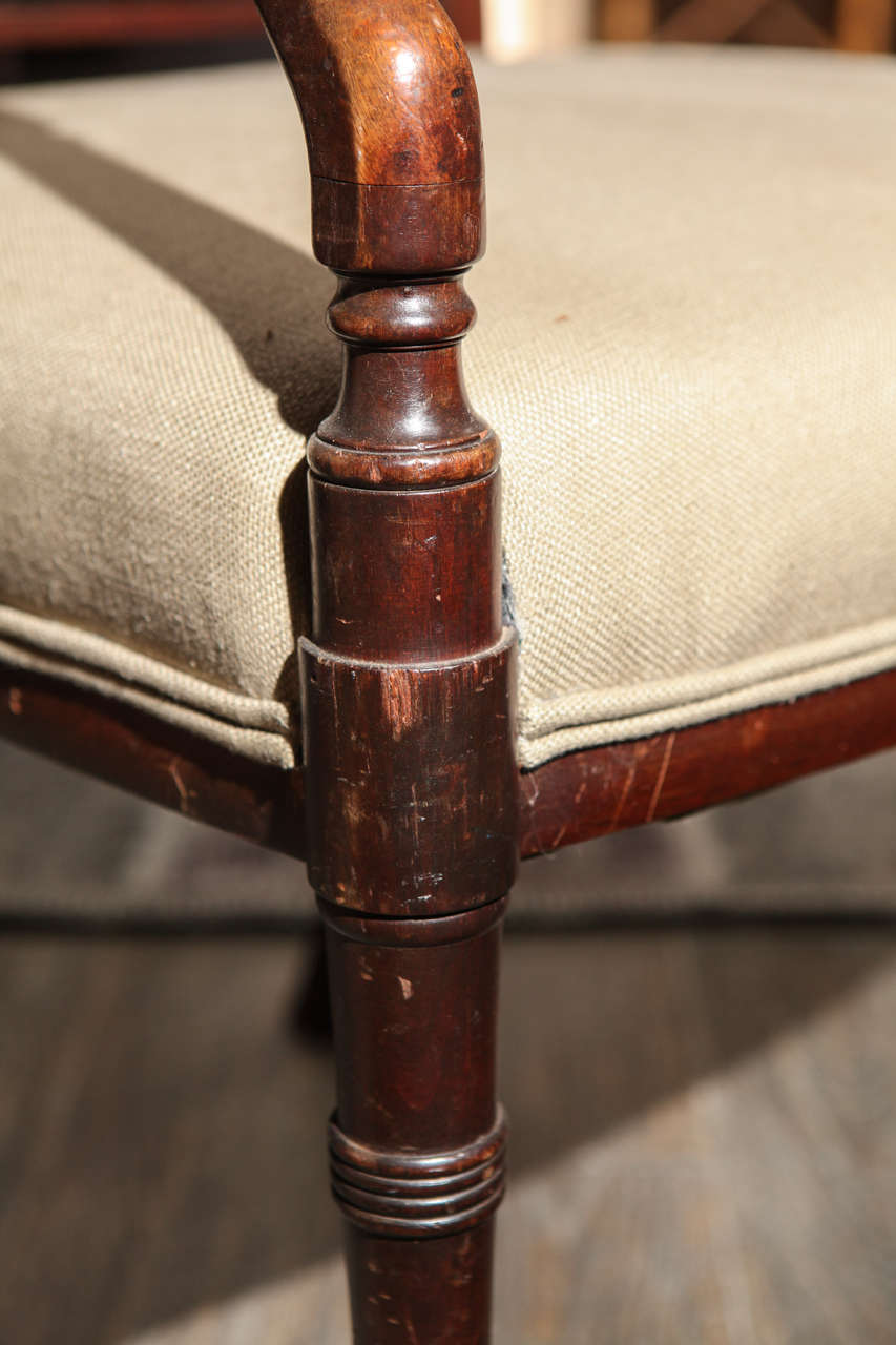 19th Century English Regency Upholstered Mahogany Chair 3