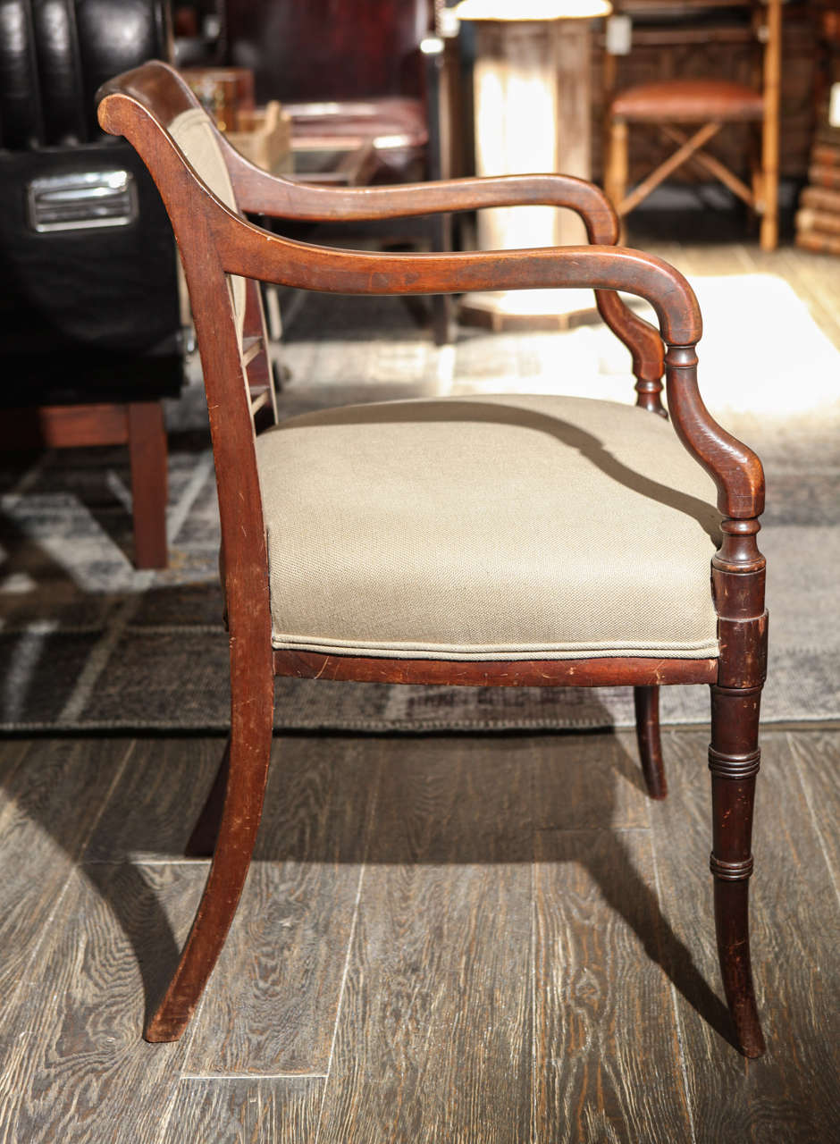 19th Century English Regency Upholstered Mahogany Chair 4