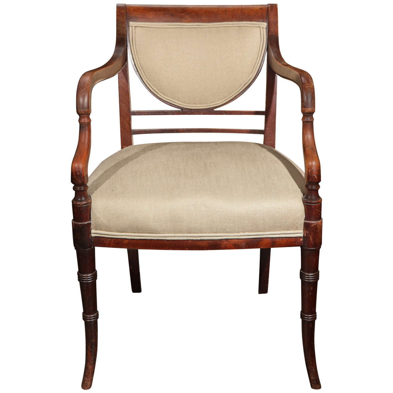 19th Century English Regency Upholstered Mahogany Chair