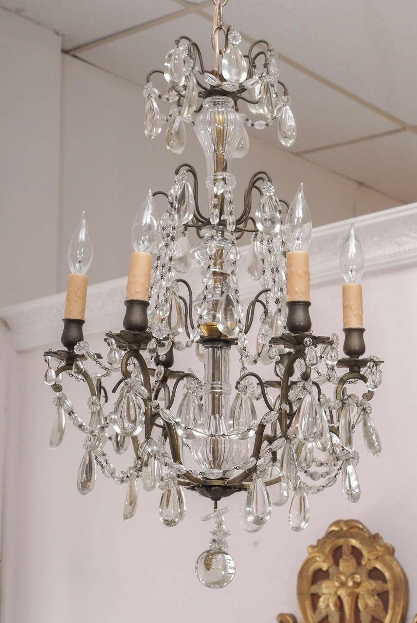 Early 20th Century Maison Jansen Crystal and Bronze French Chandelier In Good Condition For Sale In New Orleans, LA