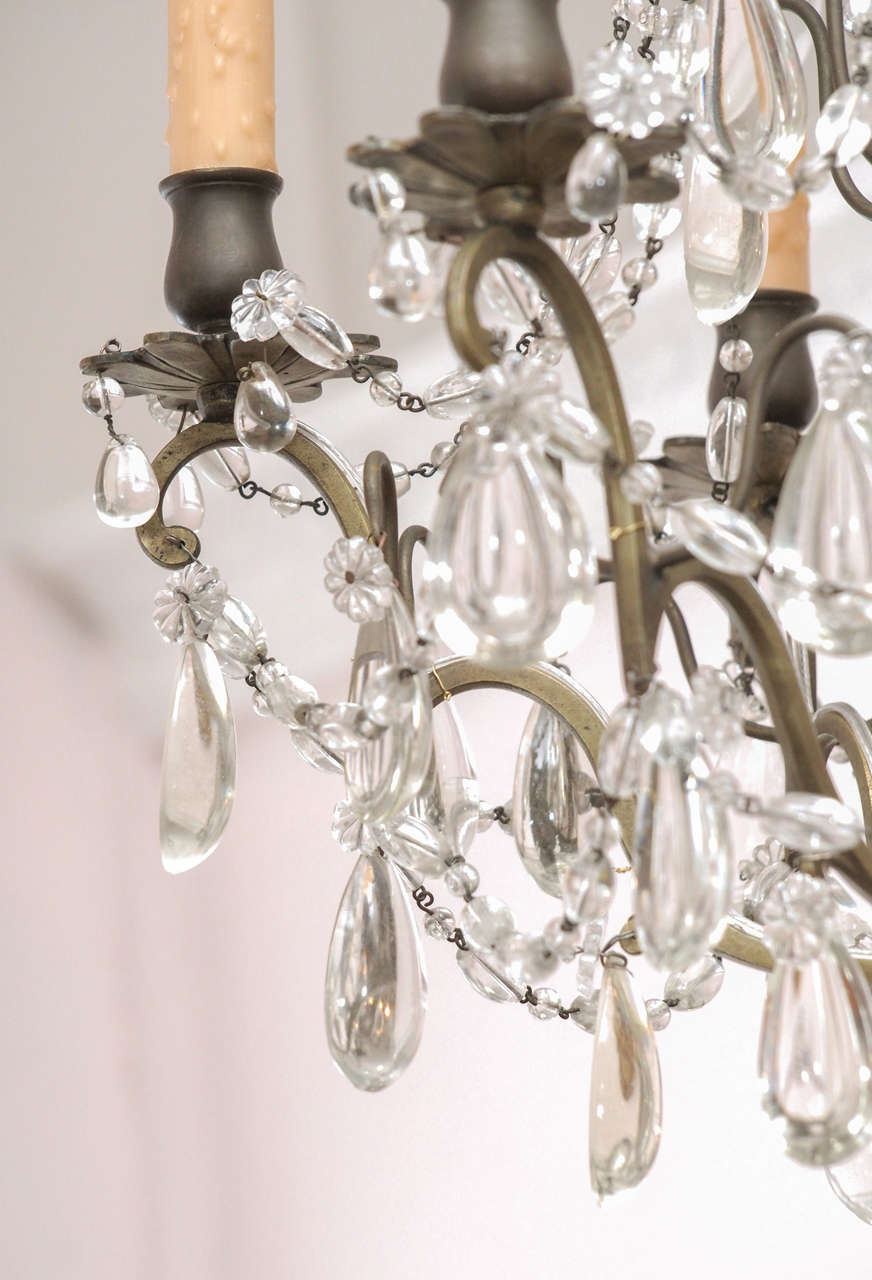 Early 20th Century Maison Jansen Crystal and Bronze French Chandelier For Sale 5