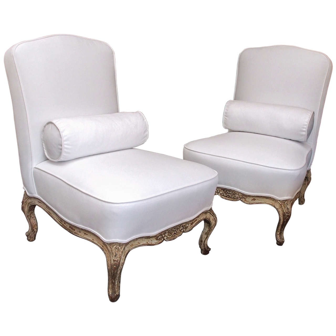 1930's Pair of French Slipper Chairs