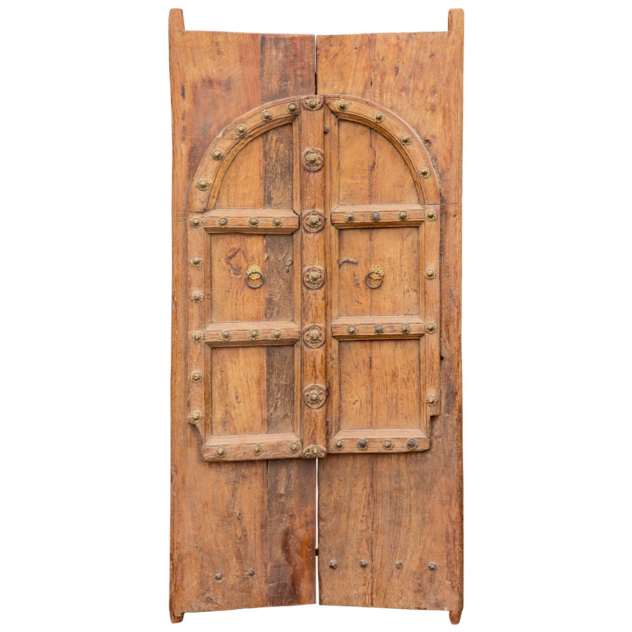 Pair of Antique Teak Wood Handcarved Doors from India For Sale