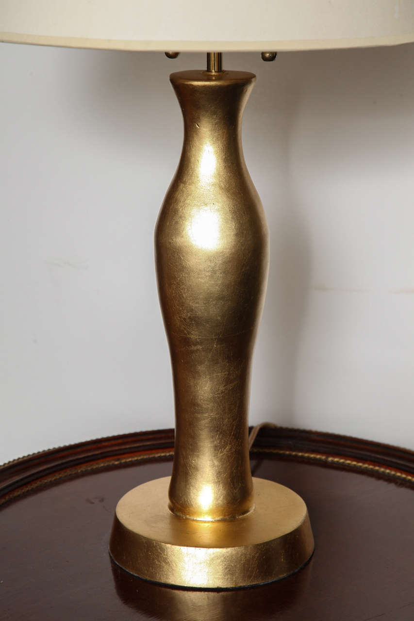 American Bronze Metal Table Lamp with Italian Paper Shade