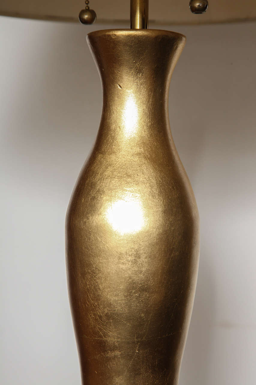 Contemporary Bronze Metal Table Lamp with Italian Paper Shade