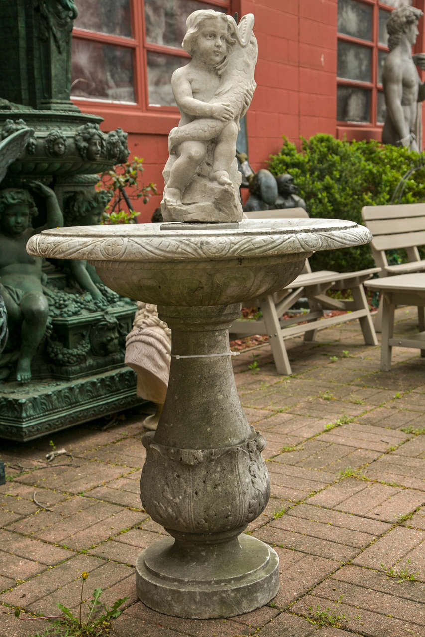 Vintage Italian Marble Fountain with Putti / Cherub 5