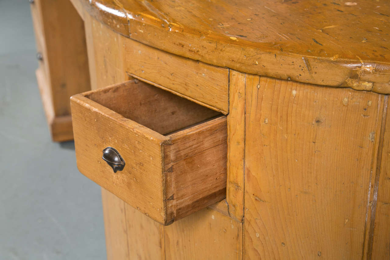 Mid-20th Century Antique Pine General Store Counter/ Utility Island