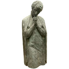 Twentieth Century French Bronze Statue of Woman Praying