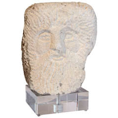 Hand-Carved Bust Rendered from Architectural Limestone