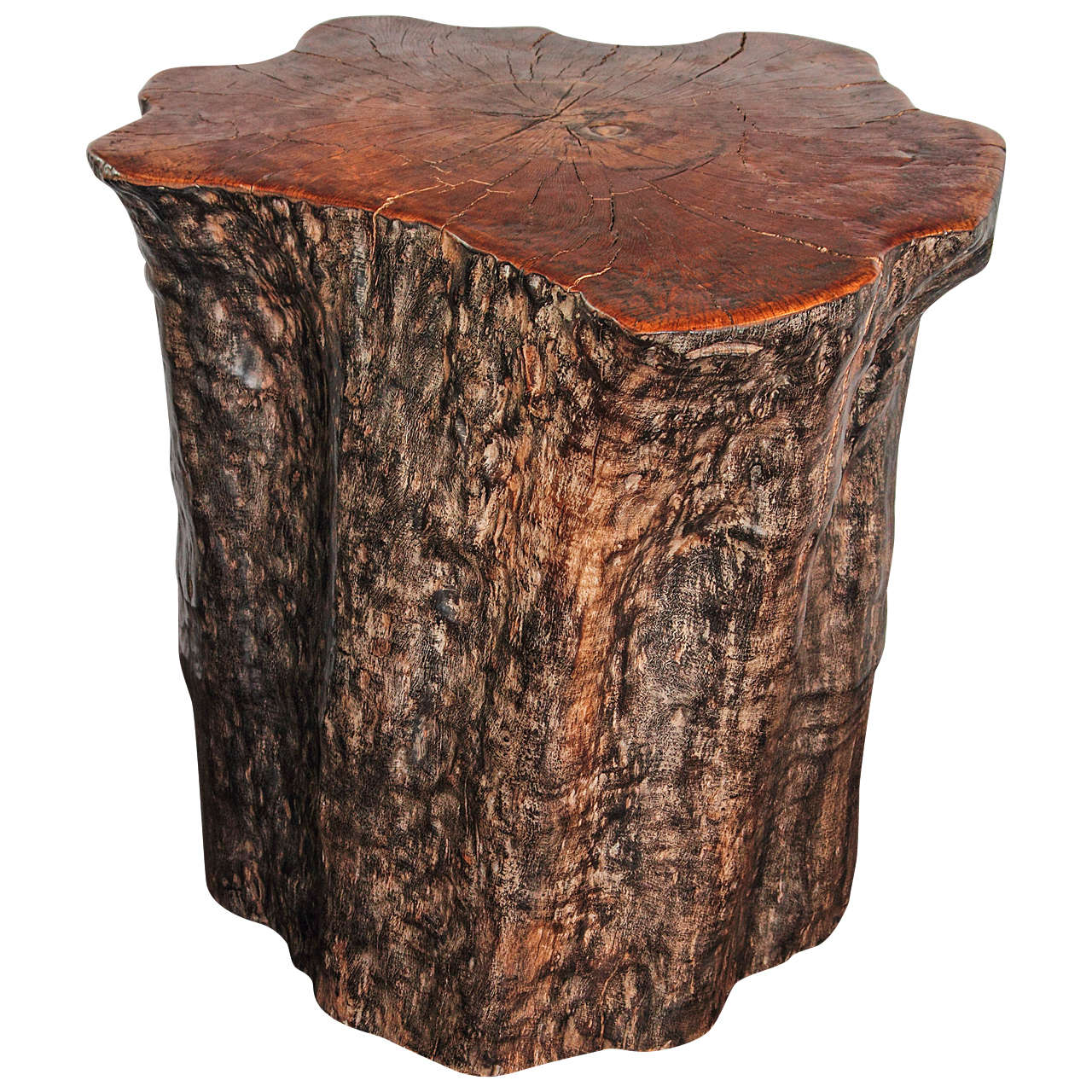 Organic Form Lychee Tree Trunk Pedestal or End Table