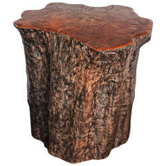 Vintage Organic Form Lychee Tree Trunk Pedestal or End Table
